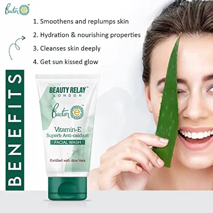 STRBOXONG - FACTOR E VITAMIN-E SUPERB ANTIOXIDANT FACIAL WASH - REMOVE OIL & DIRT, MOISTURE LOOK YOUNGER - SMOOTH & PERFECT - WHITENING & BRIGHTENING - WITH ALOEVERA, 175G, PACK OF 2 - Image 3